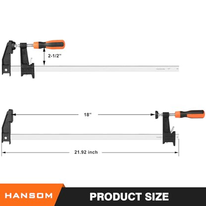 4-Pack 18 inch Bar Clamps,Long Wood Clamps Heavy Duty Force 600 Lbs Adjustable and Release Quickly,Woodworking Clamps Throat Depth 2.5 inch with Plastic Handle - size: 18 INCH/4PCS