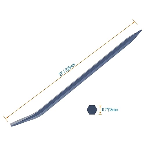 Hexagonal Connecting Bar Sleever Line-Up Bar 21"(530mm) Steel Crowbar for Prying and Aligning with Chisel End, Mn Steel - size: 21 Inch