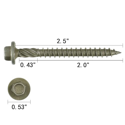 100 PCS #14X2-1/2” Heavy-Duty Timber Screws Exterior Structural Screw - size: #14x2-1/2"