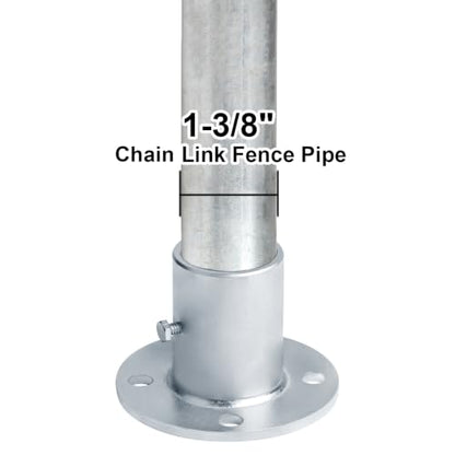4 Pack 1-3/8" Chain Link Fence Post Floor Flange Round Base