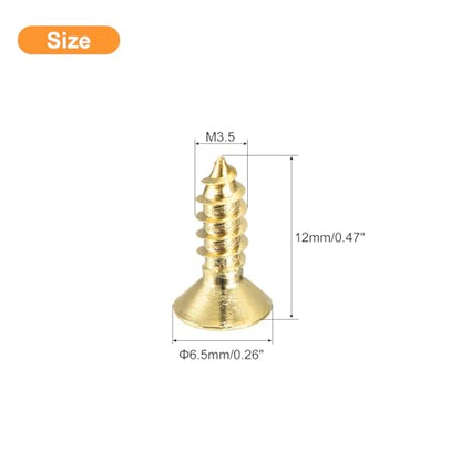 uxcell 20Pcs Brass Wood Screws, M3.5 x 12mm Phillips Flat Head Self Tapping Screw Woodworking Screw for Door Hinges, Wooden Furniture, Home Appliances - size: M3.5 x 12mm