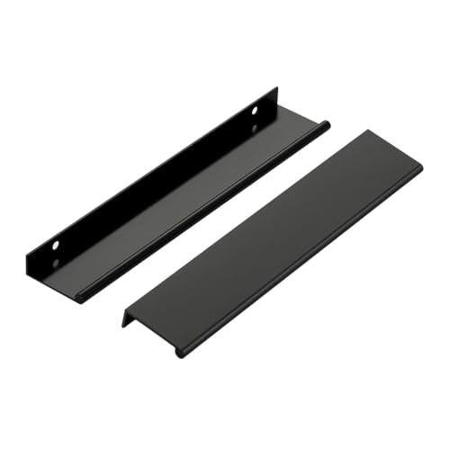 Matte Black Cabinet Pulls Finger Edge Pulls 6-1/4 Inch 10 Pack - size: 6.3 Inch(160mm) Center-to-Center