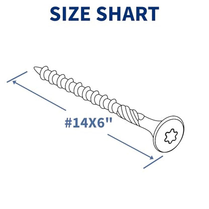 #14×6" Lag Screws 50PCS Heavy Duty Structural Exterior Wood Timber Screws - color: Black, size: #14 x 6"