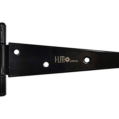 HLMOptimo Heavy Duty T Hinge Tee T Strap Shed Gate Barn Fence Door Hinge Wrought Rustproof All Size Black (4 pcs, 12 inch) - size: 12 Inch, style: 4 pcs
