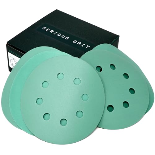 Serious Grit - 5-Inch 8-Hole Sanding Discs - Fine Grit Assortment - 50 Pack - size: High Grits