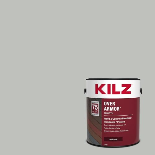 KILZ Over Armor Smooth Solid Coating Resurfacer, Cape Cod, 1 Gallon - color: Cape Cod Gray, style: Smooth