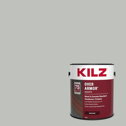KILZ Over Armor Smooth Solid Coating Resurfacer, Cape Cod, 1 Gallon - color: Cape Cod Gray, style: Smooth