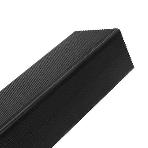 Non Slip Stair Nosing, Window Sill Nosing Plate, Staircase Ledge Guard, 10 Pieces Stair Edge Protector for Wood Stairs or Walking Surface, 1.5"X 2" Aluminum Tread, 48inch Long, Black - color: black