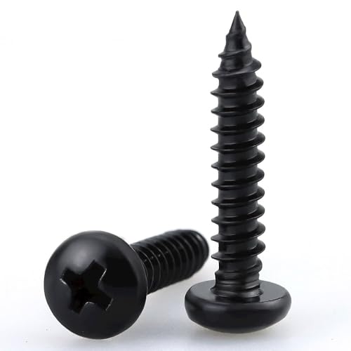 #10 x 1 Phillips Pan Head Sheet Metal Screws, 304 Stainless Steel 18-8, Black Coated, Corrosion Resistant Pan Head Self Tapping Screws for Wood, Sheet Metal, 50 PCS - size: #10 x 1"
