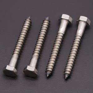 (6 PCS) 5/16 x 5 Stainless Steel Hex Lag Screws Bolts, 304 Stainless Steel Hexagon Head Lag Wood Screws, Partial Thread, by RoyceMart - size: 5/16 x 5"
