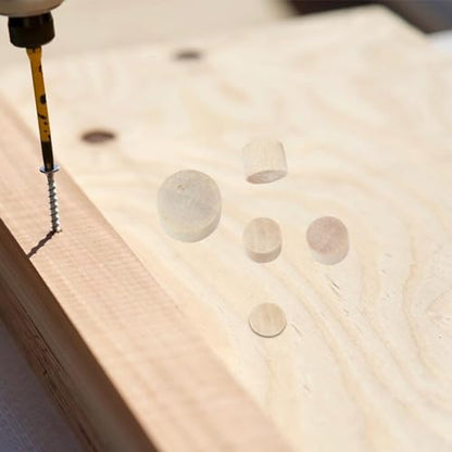 160 Pieces 4 Sizes Wood Plugs Flat Head Wooden Hole Plugs Hardwood Hole Plugs Wooden Button Plugs Screw Hole Plugs for Wood Furniture, 3/16 Inch, 5/16 Inch, 3/8 Inch, 1/2 Inch