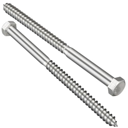 VGBUY 3/8" x 6" Hex Head Lag Screws 5Pcs, 304 Stainless Steel 18-8 Lag Bolts Wood Screws Heavy Duty Large Screws for TV Mounts, Deck, Boat Repair - size: 3/8x6 (5pcs)