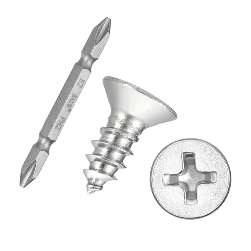 51pcs Phillips Wood Screws W/Screwdriver Bit #10x1/2 304 SS Silver - color: Silver, size: #10x1/2"