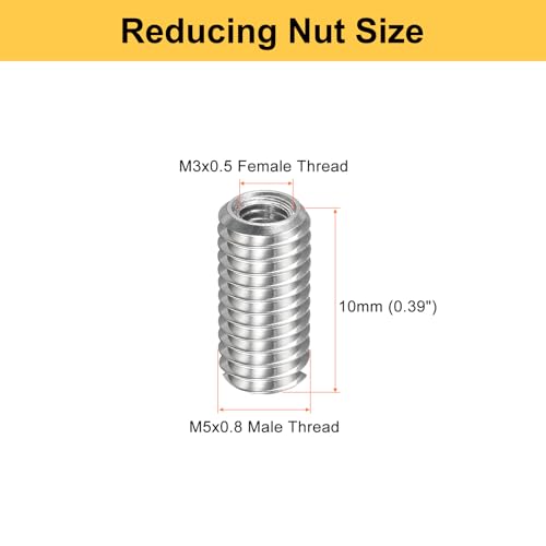 HARFINGTON 10pcs Thread Repair Inserts M5 x 0.8 Male to M3 x 0.5 Female Thread 10mm Long Stainless Steel Reducing Nuts Metric Self Tapping Sleeves Threaded Reducer Industrial Fasteners - size: M5 x 0.8 Male to M3 x 0.5 Female x 10mm