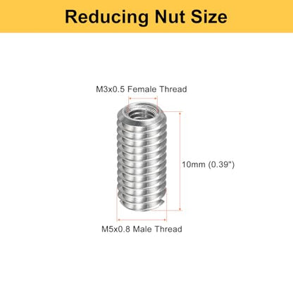 HARFINGTON 10pcs Thread Repair Inserts M5 x 0.8 Male to M3 x 0.5 Female Thread 10mm Long Stainless Steel Reducing Nuts Metric Self Tapping Sleeves Threaded Reducer Industrial Fasteners - size: M5 x 0.8 Male to M3 x 0.5 Female x 10mm