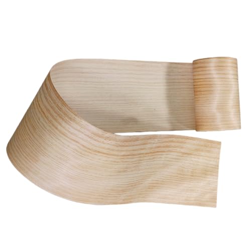 Pre-glued Pine Wood Veneer Sheet,8.5''x 98'',Quarter Cut,Iron On Stick Veneer Roll Without Paper,Hot Melt Self Adhesive Edge Banding Tape for Cabinet Furniture Plywood Speaker Door Renovation