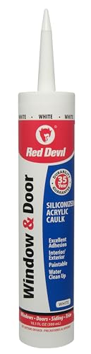 Red Devil 0846 Window & Door Silicone Acrylic Caulk, White, 100% Waterproof, Paintable, 10.1 oz, Pack of 1, Made in USA - color: White, style: Pack of 1