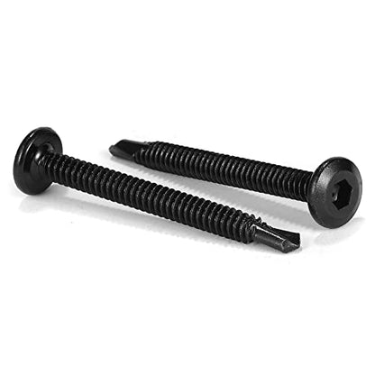 #12 x 1-1/2" Sheet Metal Screws 100Pcs 410 Stainless Steel Flat Head Socket Cap, Tek Allen Socket Drive Fast Self Tapping Black Oxide by SG TZH - size: #12 x 1-1/2"