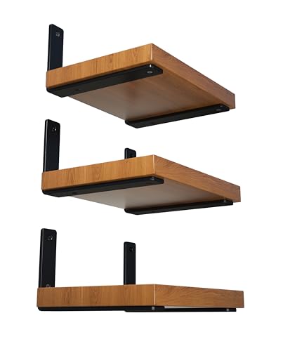 NEODROP 6-Pack 10 Inch Heavy Duty Shelf Brackets, Premium Floating L Bracket for Wall, Kitchen, Mantel Shelves Support | Quarter Inch (1/4") Thick | Black Powder Coated Steel - size: 10 Inch, style: 6 Pack