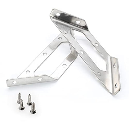 8 Pcs Trapeziform Corner Brace Stainless Steel (5.6 Inch, Silver)