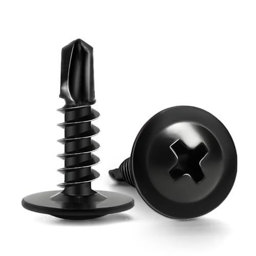 Sheet Metal Screws #8 x 5/8", 140pcs FIXLINK Phillips Modified Truss Head Self Tapping Screws for Metal, Self Drilling Screws, Black - color: Black, size: #8 x 5/8"