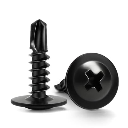Sheet Metal Screws #8 x 5/8", 140pcs FIXLINK Phillips Modified Truss Head Self Tapping Screws for Metal, Self Drilling Screws, Black - color: Black, size: #8 x 5/8"