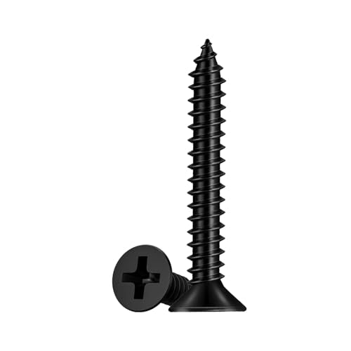 #7 x 1-1/2" Black Drywall Screws for Metal, Flat Head Self Tapping (100Pcs) - color: #7 x 1-1/2" (100pcs)