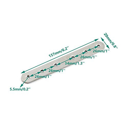 4 Pack Flat Mending Plate for Wood,ULIFESTAR Stainless Steel Straight Brackets 160mm / 6" Length 6 Screw Hole Flat Repair Fixing Wood Brace Joining Plates Connector with Fixing Screws - size: ['160x20x3mm']