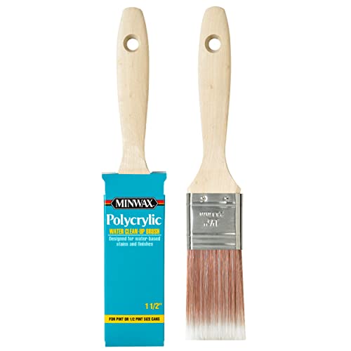 Minwax 427310008 Polycrylic Wood Stain Brush, 1.5”, White - size: 1-1/2 in.