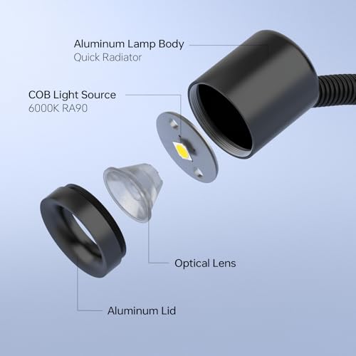 LED Magnetic Work Light, 1500lumens 20in Flexible Gooseneck Work Lamp with Strong Magnetic Base for Lathe Machines, Workbenches. 15W，Yuan 915