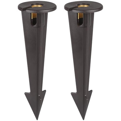 Gardencoin ABS Ground Spikes Stakes Replacement with Brass Insert, 1/2" NPT Thread Side Wire Way, Larger Size 9.44'' x 2.95'' for Landscape Path Lighting, Spotlight, Floodlight (2 Pack) - size: 2 Pack