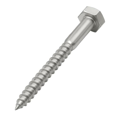 IMSCREWS 1/2 x 2 Hex Head Lag Screws, 304 Stainless Steel, Partially Threaded Heavy Duty Wood Bolts for Structural Framing, 5 pcs - size: 1/2" x 2"