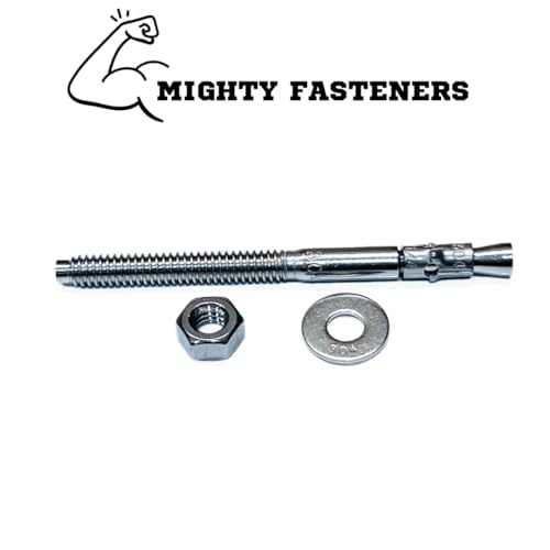 MIGHTY FASTENERS Zinc-Plated Steel Wedge Anchors, 1/2" X 5-1/2" - Heavy-Duty Mounting Bolts for Concrete - 25 Pack - size: 1/2" X 5-1/2"