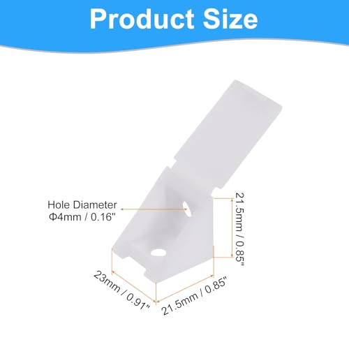uxcell 24 Pcs 90 Degree Plastic Corner Braces, 21.5x23x21.5mm,White