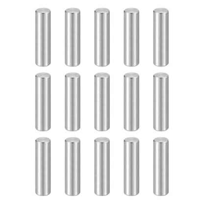 HARFINGTON 15pcs Dowel Pins M4(4mm) x 15mm 304 Stainless Steel Cylindrical Shelf Support Peg Pin Rod Fasten Elements for Metal Devices Wood Furniture DIY Installation, Silver - size: M4 x 15mm