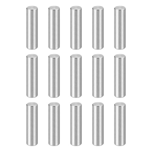 HARFINGTON 15pcs Dowel Pins M4(4mm) x 15mm 304 Stainless Steel Cylindrical Shelf Support Peg Pin Rod Fasten Elements for Metal Devices Wood Furniture DIY Installation, Silver - size: M4 x 15mm