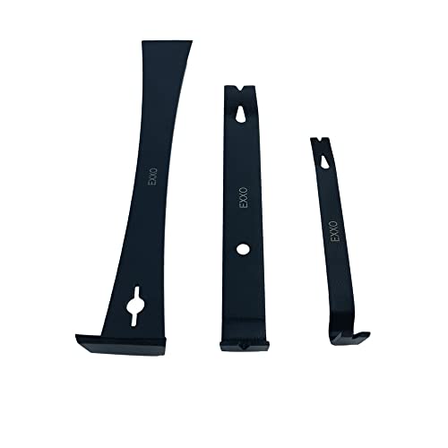 EXXO Tools Pry Bar Scraper Set - 3 Piece Pry Bar Set 5-1/2" Flat Pry bar 7-1/2" Flat Bar 9-1/2" Trim Pry Tool Scraper Tool Nail Puller Tool Tack Puller 3 Pc Utility Tool Set Trim Removal Tool