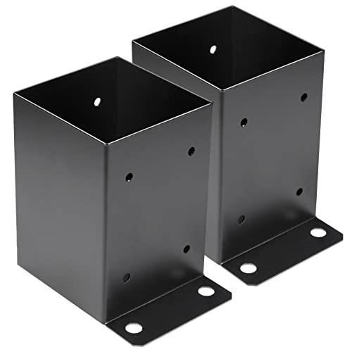 4 x 4 Post Base 2 PCS,Inner Size 3.6"x3.6"Deck Post Base,Heavy Duty Metal Black Powder Coated Post Brackets,for Pavilion Deck Railing Support Deck Base Plate, Support Bolt Down - size: 2 Pieces