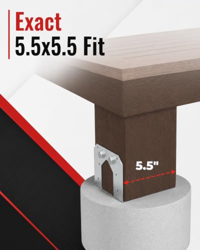 4-Pack 6x6 Post Base Anchor for Concrete, Heavy Duty Galvanized Anchors, 5.5" Wood Post Deck Fence, Pergola, Patio