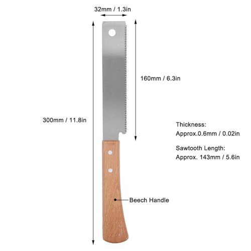 Hand Saw 12in Wooden Handle Household Small Cut Razor Teeth Shape Hand Saw Woodworking Flush Cutting Trim Tool Finish Cut Door Jamb Saw Pull Saw