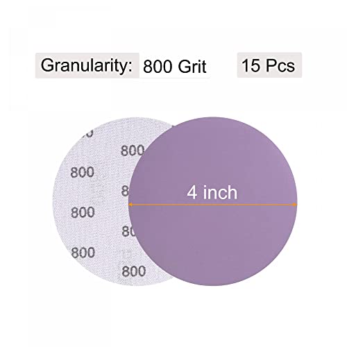uxcell 15Pcs 4-Inch Purple Sanding Discs 800 Grits Hook and Loop Professional Aluminum Oxide Sand Paper Wet Dry Polish for Wood Metal Paint Finishing - style: 800 Grit