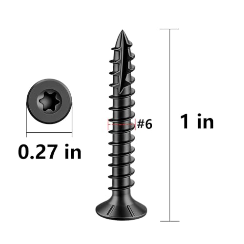Wensilon #6 * 1" Black Deck Screws 730pcs 2 lbs 3.5x25mm - color: Black, size: #6*1"