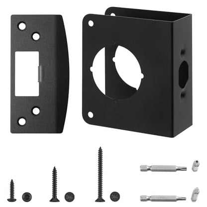 Black MP9457 Reinforcement Plate for 1-3/4" Thick Doors with Strike Plate - color: Black