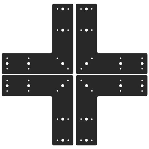 4pcs 10x10 L Post Timber Bracket for Wood 4x4 Black Mending Plate - size: L-10x10