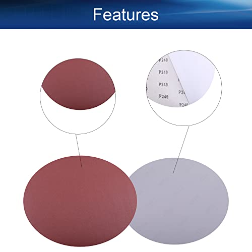 Auniwaig 9-Inch PSA Sanding Disc 240 Grit Aluminum Oxide Self Stick Adhesive Round Shape Sanding Paper NO-Hole for Random Orbital Sander and Belt Disc Sander 10PCS - size: 240 Grit