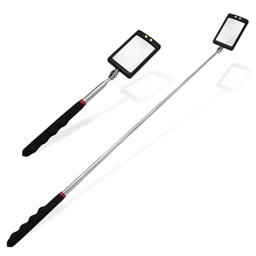 2Pcs Telescoping Lighted Inspection Mirror, Extendable Inspection Mirror