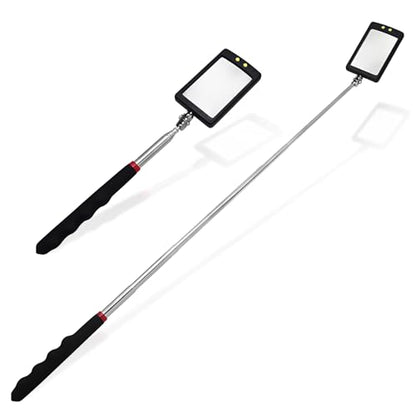 2Pcs Telescoping Lighted Inspection Mirror, Extendable Inspection Mirror
