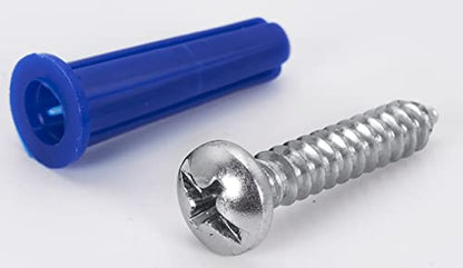 CONFAST® #10-12 Plastic Conical Blue Bantam Drywall Wall Anchor Kit PAK1012, Includes (100) Anchors, (100) Screws and (1) Drill bit (201 Pieces) - size: #10 #12