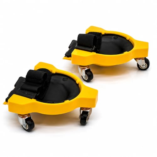 Rolling Knee Creeper Pads 2PCS, 360° Swivel Casters High-Impact ABS Knee Pads with Soft Sponge Padding, Multifunctional Sliding Kneeling Pads for Auto Repair Woodworking（Yellow） - color: Yellow