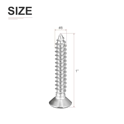 DTGN 50Pcs #8x1 Flat Head Wood Screws, 304 Stainless Steel - Silver - color: Silver, size: #8x1"